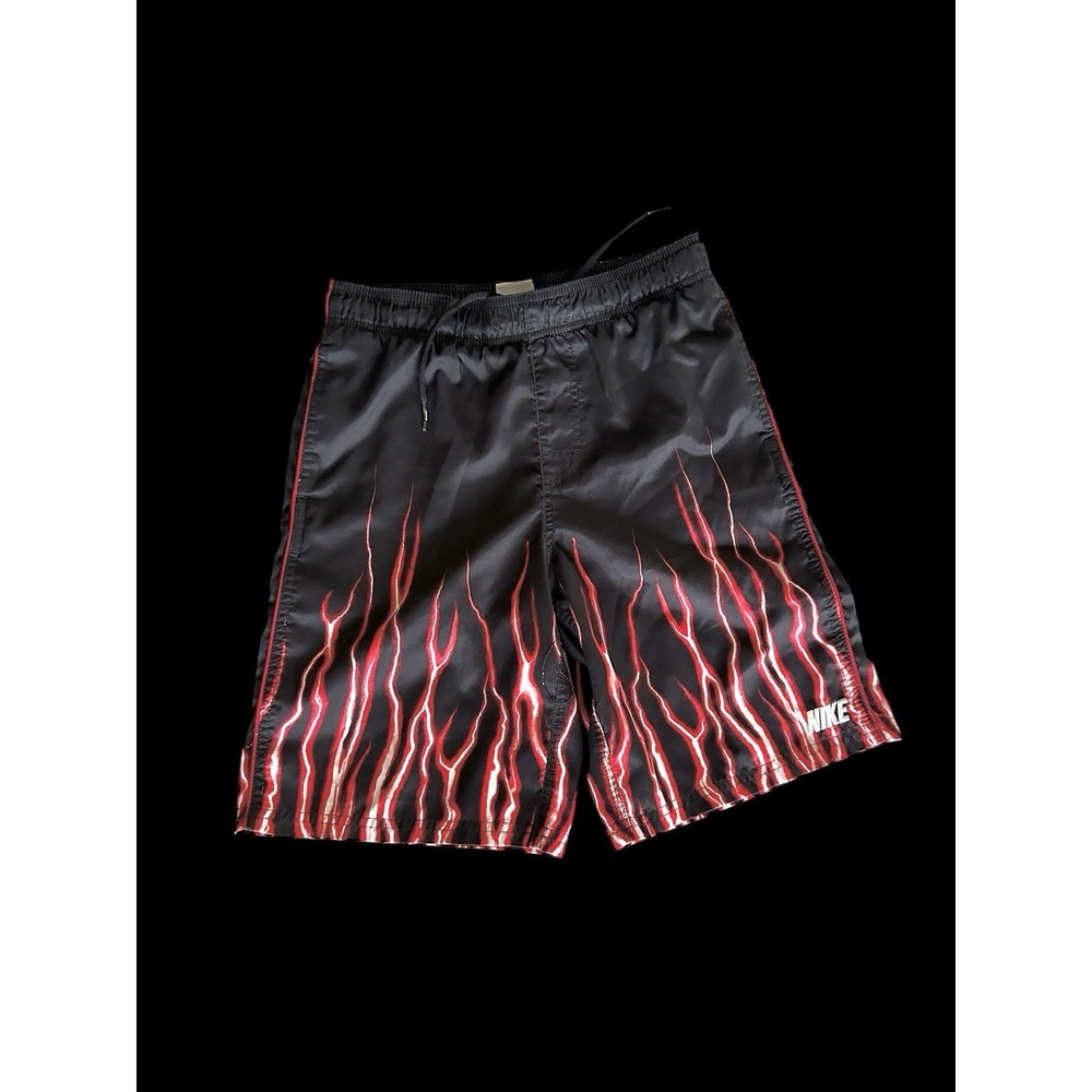 Y2K 90's‎ Nike Flame Lightning Shorts Size Youth Medium Black Trunks Rare